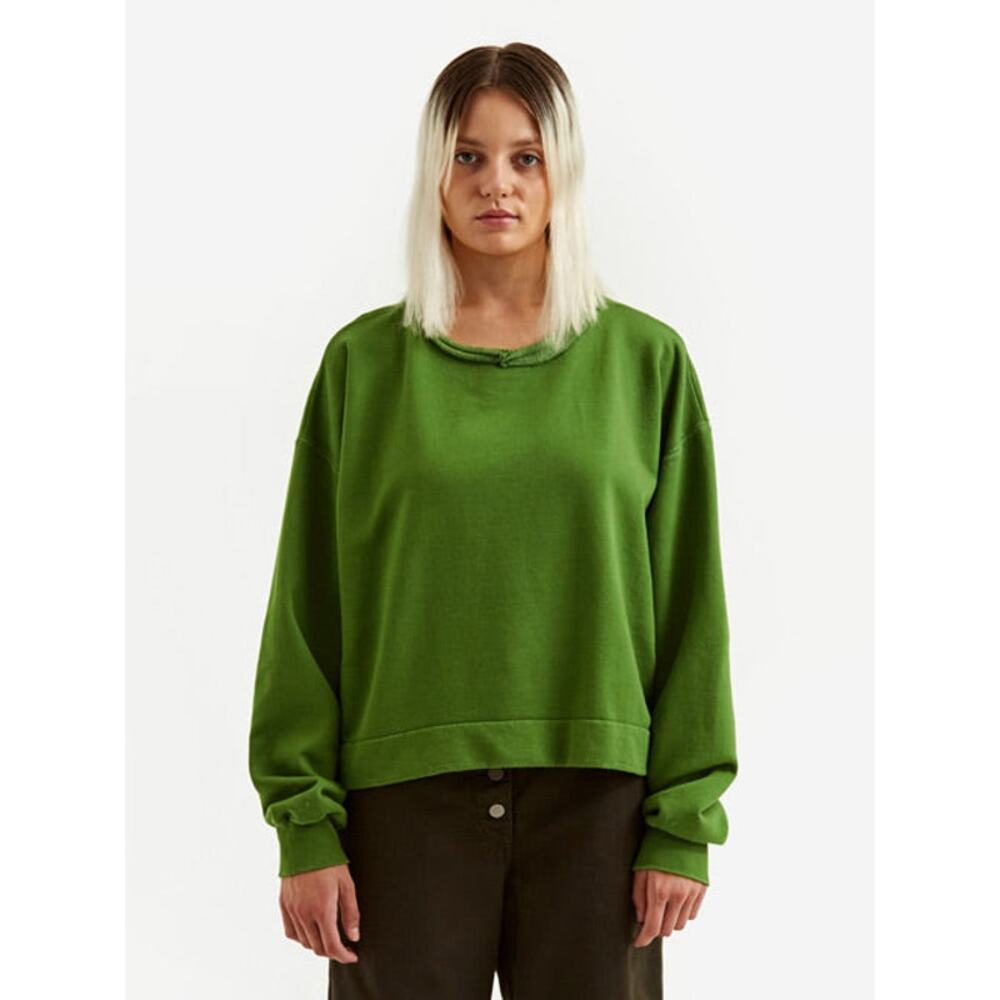 Rachel Comey (M/L) Moss Green Mingle Distressed Sweatshirt - Designer, Quiet Lux